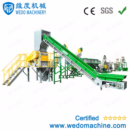 Waste Pet/HDPE/LLDPE/PP/Bottles Films Woven Bags Plastic Recycling Pelletizing/Granulator/Granulation/Flakes Scrap Crushing Washing/Squeezing Shredder Machine